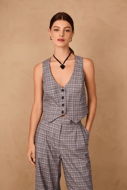 Plaid Tailored Vest