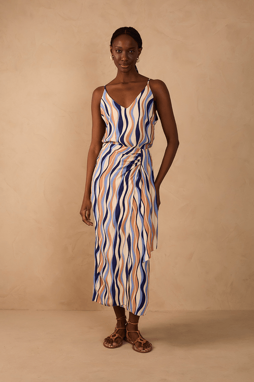 Crepe Pareo Skirt with Carioca Print