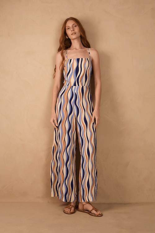 Crepe Jumpsuit with Carioca Print