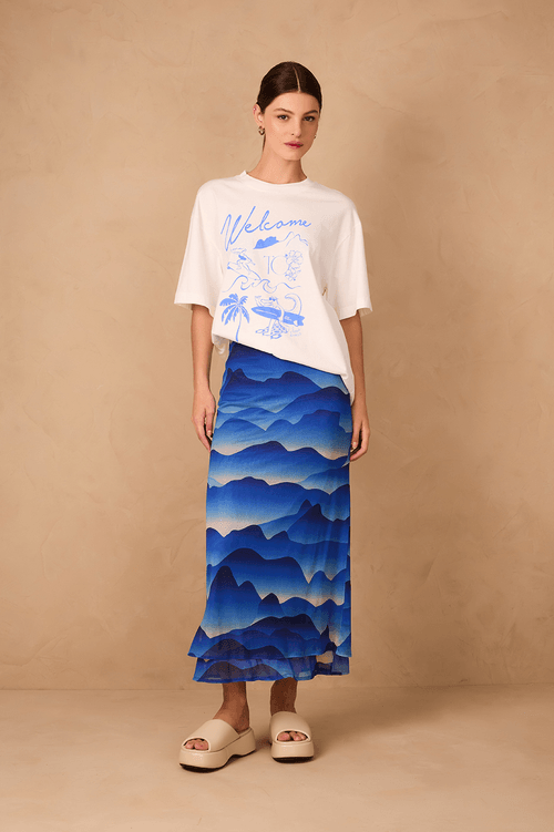 Urca Print Cropped Tulle Skirt