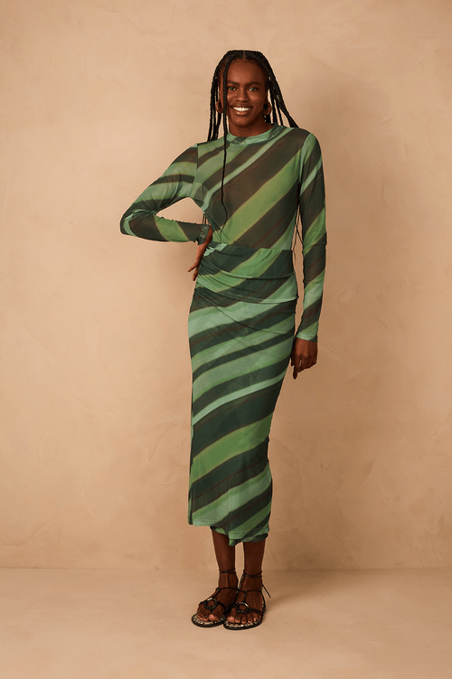 Double Tulle Skirt with Forest Print