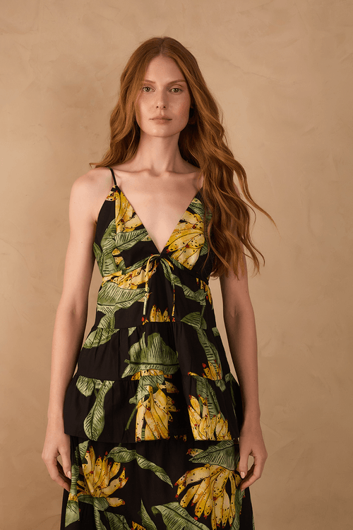 Tricoline Dress with Paradise Print