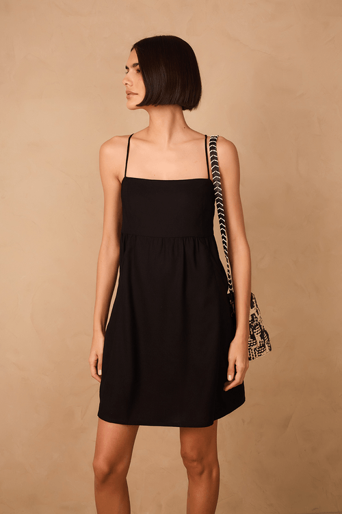 Short Linen Dress with Side Pockets