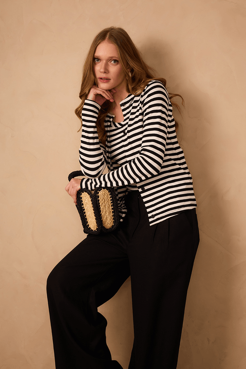 Black and White Striped Print Jacket