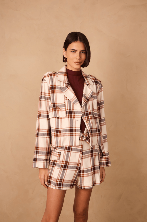 Plaid Overlay Coat