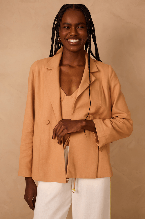 Linen Blazer with Slits