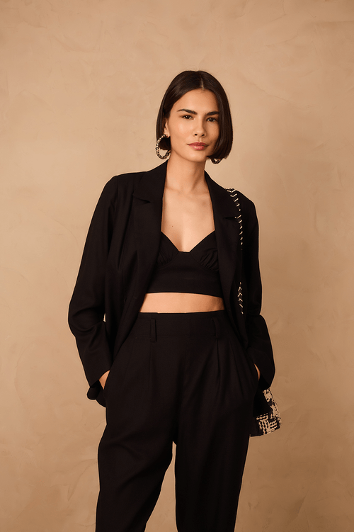 Linen Blazer with Slits
