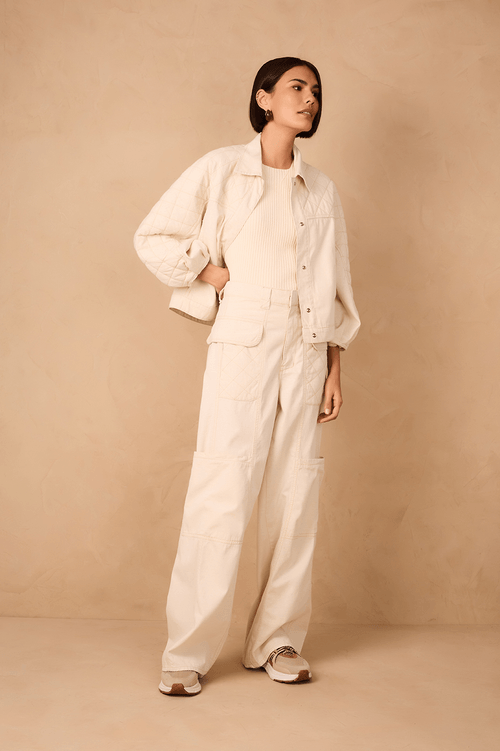 Quilted Linen Twill Trousers