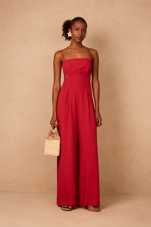 Pleated Tie-Up Jumpsuit