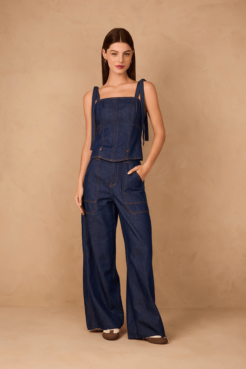 3-in-1 Tie-up Denim Overalls