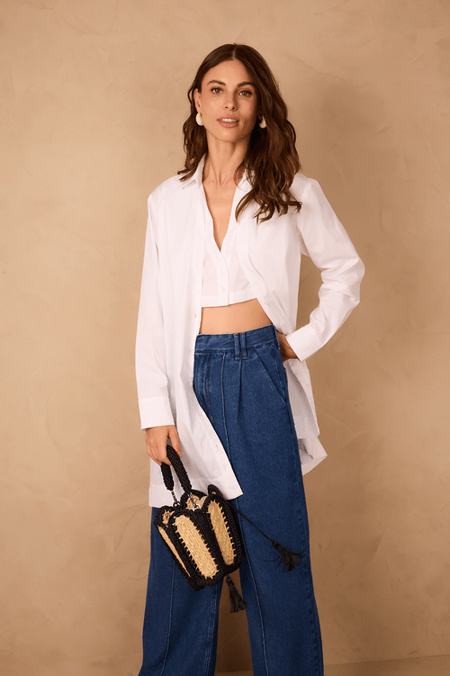 Short Cotton Blouse Dress