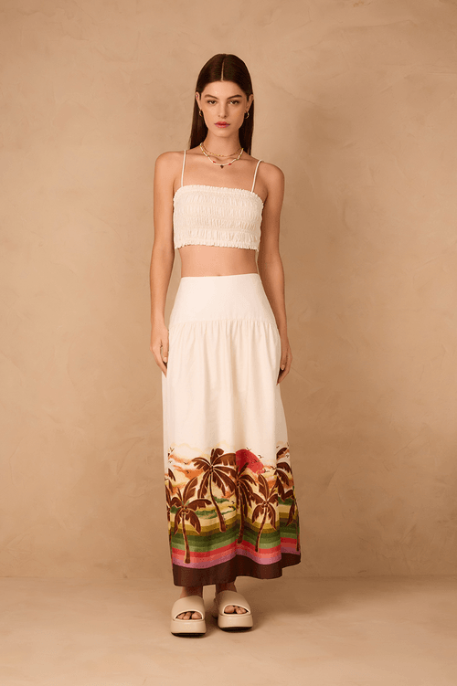 Cropped Skirt with Horizon Print