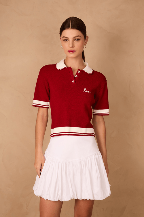Embroidered Knit Polo Shirt