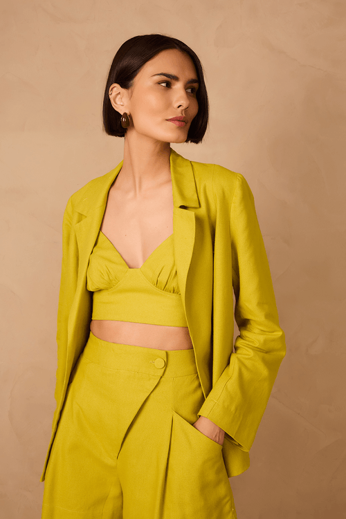 Linen Top with Bust Cutout