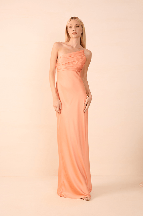 Long Draped Satin Dress