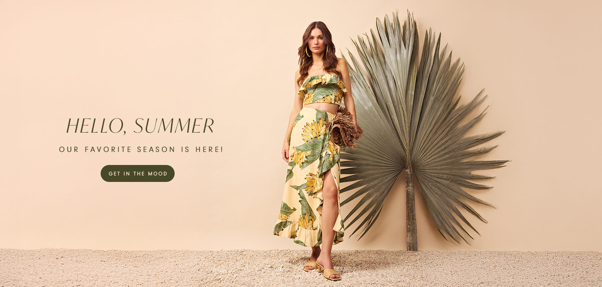 Hello Summer, or favorite season is here! Baner placed with model wearing dress to matching set