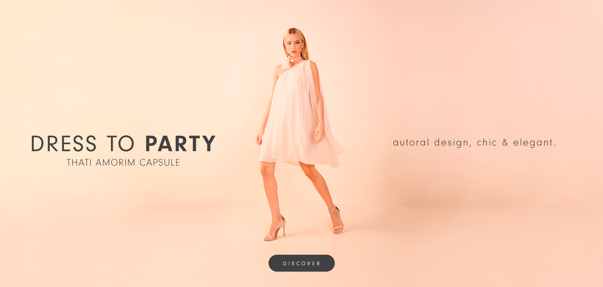 Banner announcing the launch of the Thati Amorim Line collection inspired by looks for parties and formal benefits.